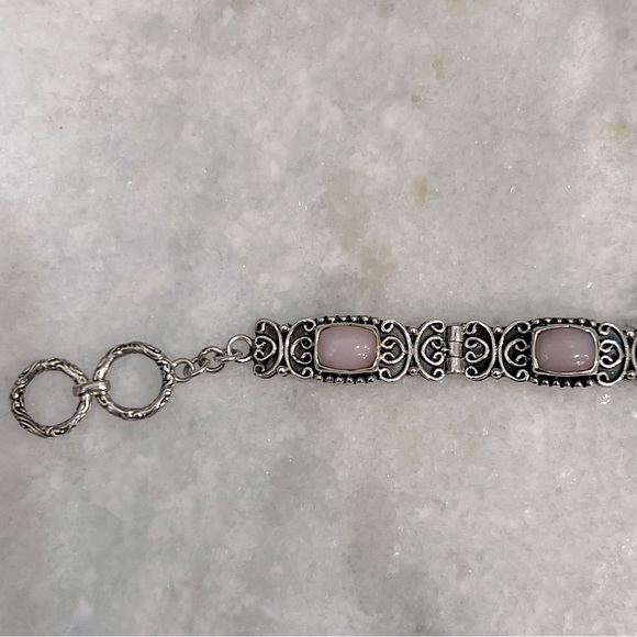 Peruvian Pink Opal Sterling Silver Toggle Clasp Bracelet - Picture 5 of 13
